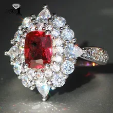 Ювелирные изделия yayi принцесса огранка 7,7 карат красный циркон серебряный цвет обручальные кольца с сердцем вечерние кольца для девочек Подарки 942