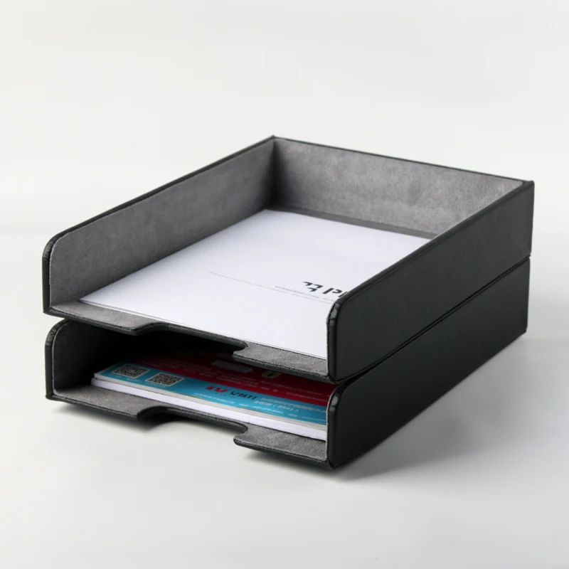 

A4 leather wooden office desk file document storage tray box case filing paper documents trays desk organizer rack magazine