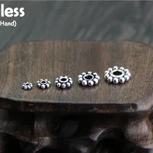 Uglyless Настоящее серебро 925 пробы хлопья круглая фурнитура для бусин ювелирные изделия DIY этнические результаты Винтажные бусины ручной работы