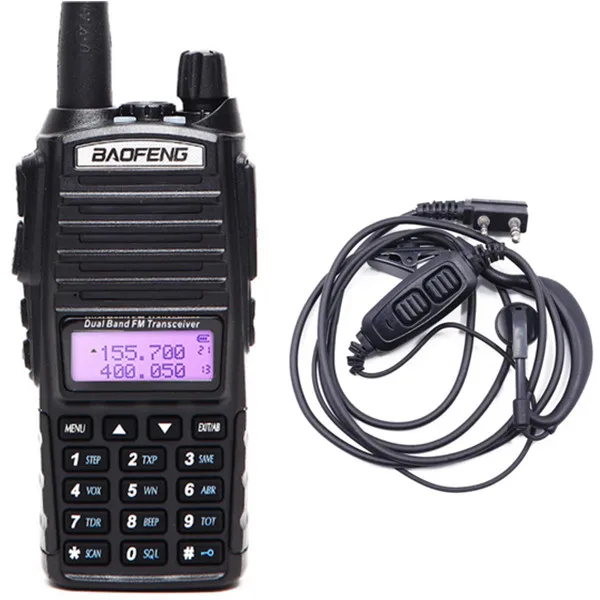 Baofeng UV-82 рация двойной PTT UV 82 портативный двухстороннее радио VHF UHF Ham CB радиостанция 5 Вт UV82 охотничий трансивер - Цвет: add a headset