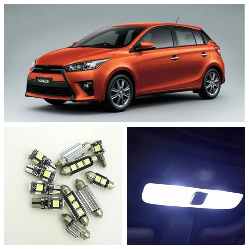 

9Pcs Super Bright White LED Light Bulbs Interior Package Kit For 2010-2015 Toyota Yaris Map Dome License Plate Light Toyota-B-28