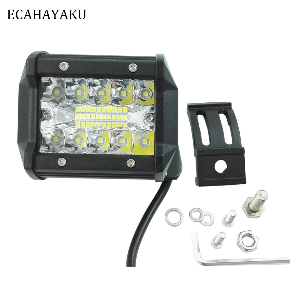 

ECAHAYAKU 4inch LED Work Light Bar 60W Flood Beam 12V 24V car styling FOR jeep truck Off Road 4WD ATV UTV UAZ Motorcycle Boat