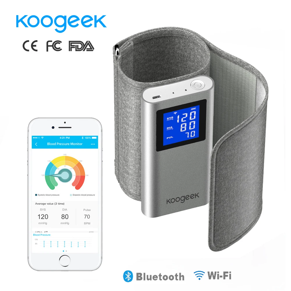 

Koogeek FDA Bluetooth Upper Arm Blood Pressure Monitor LCD Smart Blood Pressure Pulse Monitors Sphygmomanometer Home Health Care