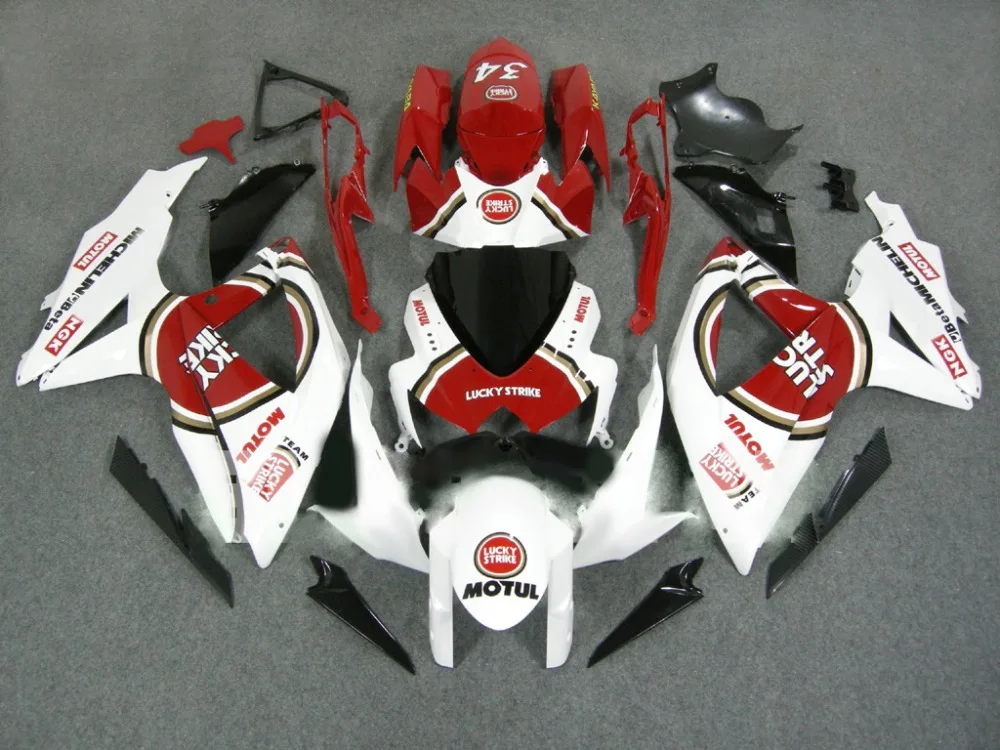 ABS белый красный Обтекатели набор для SUZUKI GSXR600 750 GSXR750 GSX-R600 K8 08 09 2008 2009 литьевая