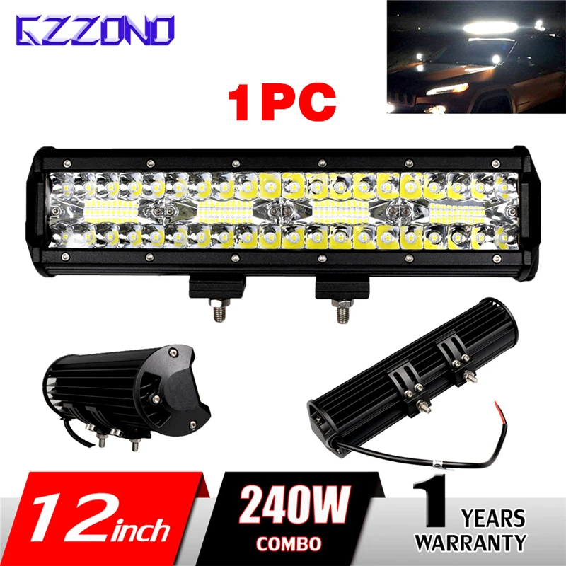 

12" Inch Car Light 240W Auto LED Light Bar 12V24V Triple Row Combo Beam LED Work Light Bar For Truck, SUV, ATV, 4x4, Offroad Car