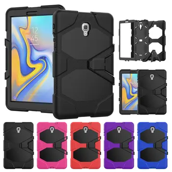 

Case Cover For Samsung Galaxy Tab A A2 10.5 inch 2018 SM T590 T595 T597 Case Shockproof Silicon Three Layer Stand Cover