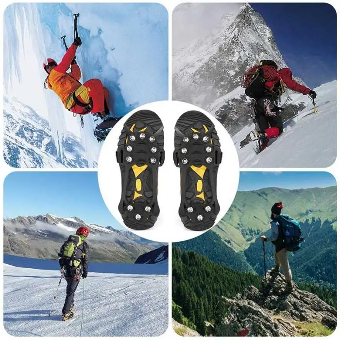 1 Пара Противоскользящие 10 зубов ледяные скобы тяговые шипы для обуви ботинки для походов на открытом воздухе восхождения BB55