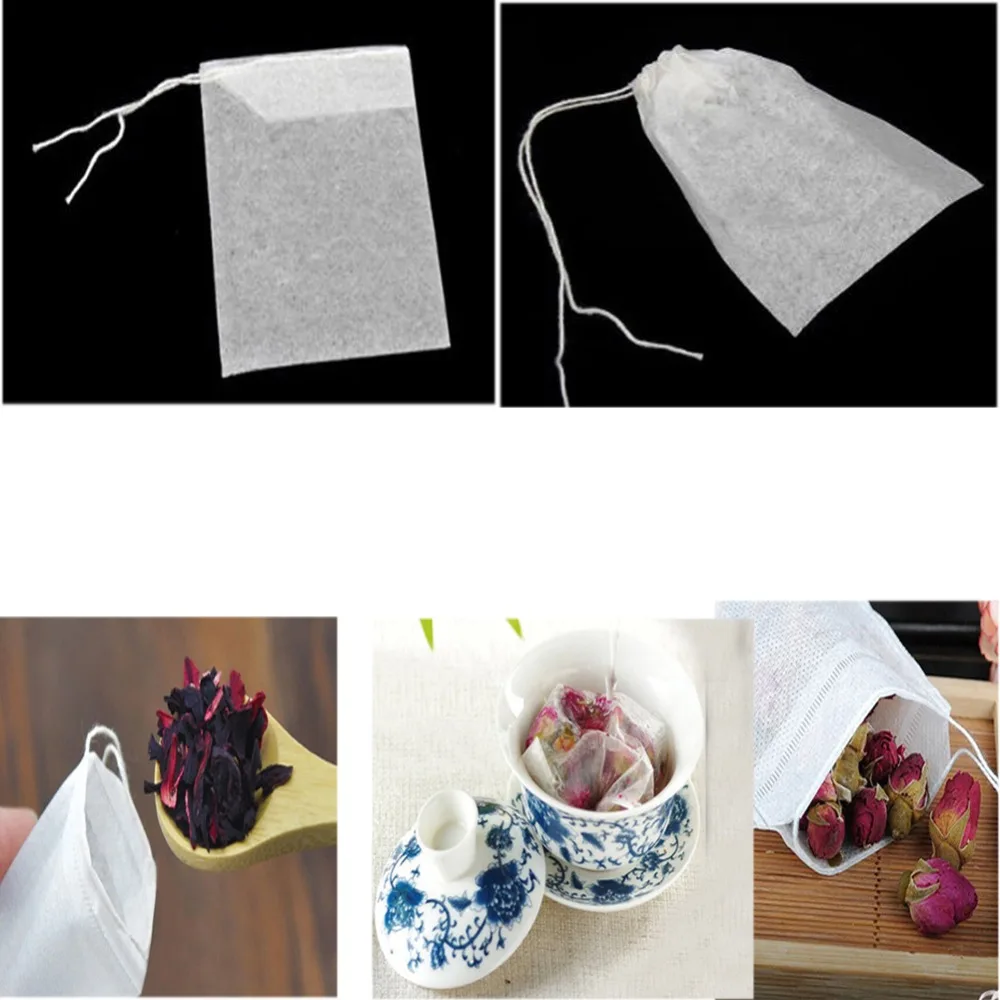 100Pcs/Lot New Teabags 5.5 x 7CM Empty Tea Bags With String Heal Seal Filter Paper For Herb Loose | Дом и сад