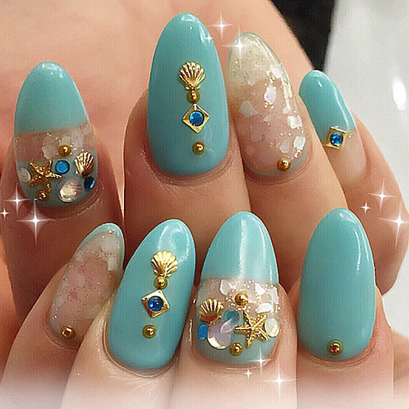 Mixed Styles Gold Metal Nail Art Decorations Scallop Conch Shell Mixed Styles Gold Metal Nail Art Decorations Scallop Conch Shell Seahorse Nails Accessoires Supplies Tools Marine Style In Rhinestones From