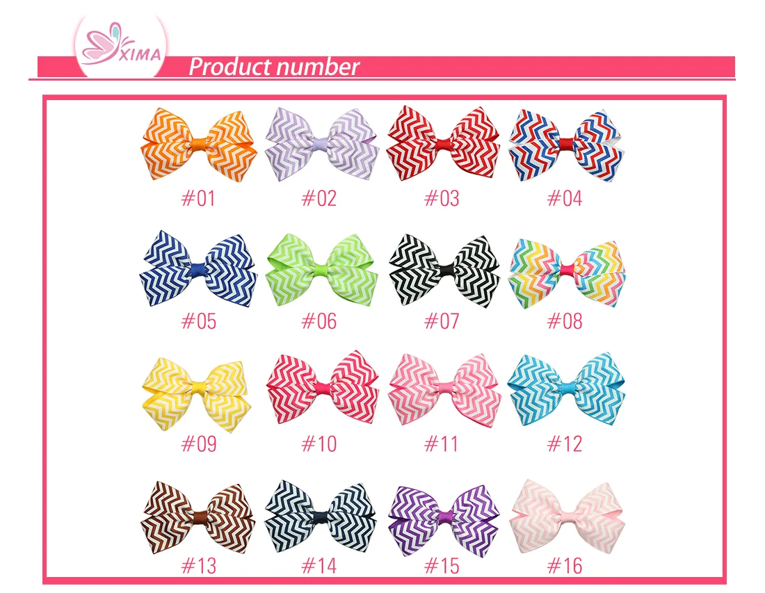 16 шт./компл. и девочек Hairbow зажимы 3,5 дюймов милые детские шпильки для волос Луки с/без зажимов волнистыми полосками Форма детский модный головной убор