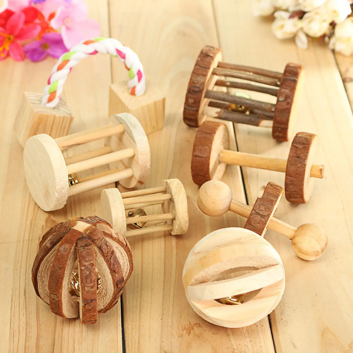 

2018 Newest Hot Dumbells Unicycle Bell Roller Pet Chew Toys for Guinea Pig Rat Rabbit Remarkable