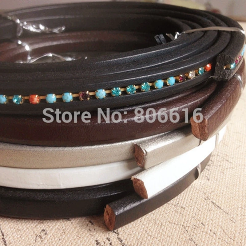 

10*6MM 2M 100% Cowhide Leather Ropes Cords DIY Slide Bracelet Strings Jewelry Accessories Findings