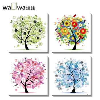 

Happy tree frog four wall mural paintings of the Mediterranean modern minimalist frameless painting decorative painting room