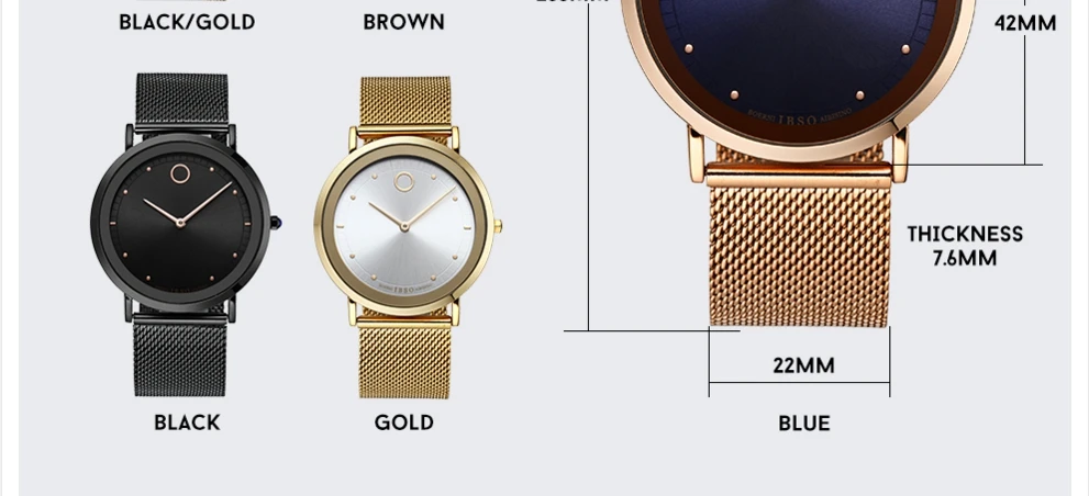IBSO Fashion Simple Style Ultra Thin Bracelet Watches 6