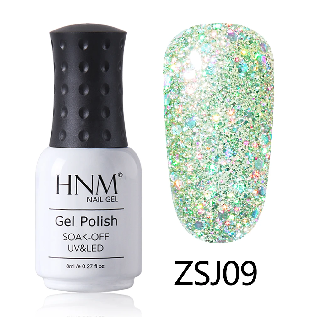 HNM блестящая краска 8 мл Алмазный УФ-светодиодный гель для ногтей геллак впитывающий эмалированный Гель-лак для ногтей полуперманентный лак - Цвет: ZSJ09