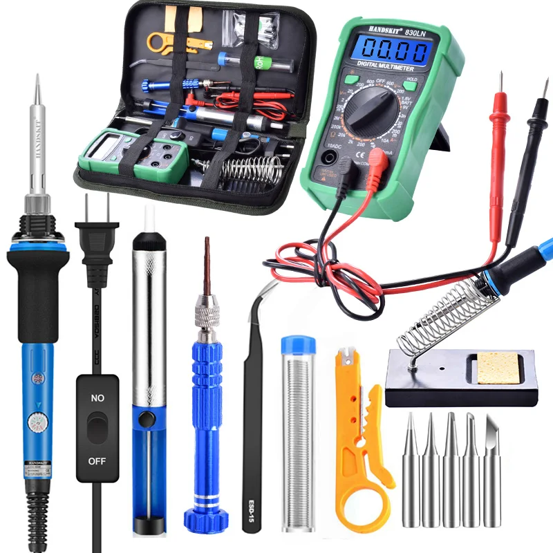 

ebakey Temperature Electric Soldering Iron Kit 110V 220V 60W Soldering Iron kit With Multimeter Desoldeirng Pump Welding Tool