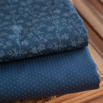 

pure cotton clothing hand-made poplin fabrics blue cloth deep blue flower branch water jade cloth