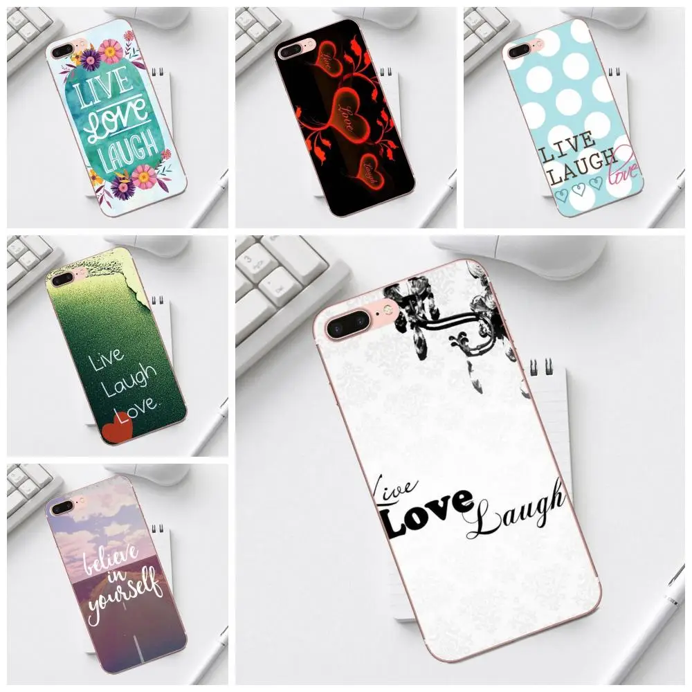 

Qdowpz For iPhone X XS Max XR 4 4S 5 5C SE 6 6S 7 8 Plus Galaxy A3 A5 J1 J3 J5 J7 2017 Soft Fashion Case Love Laugh Live