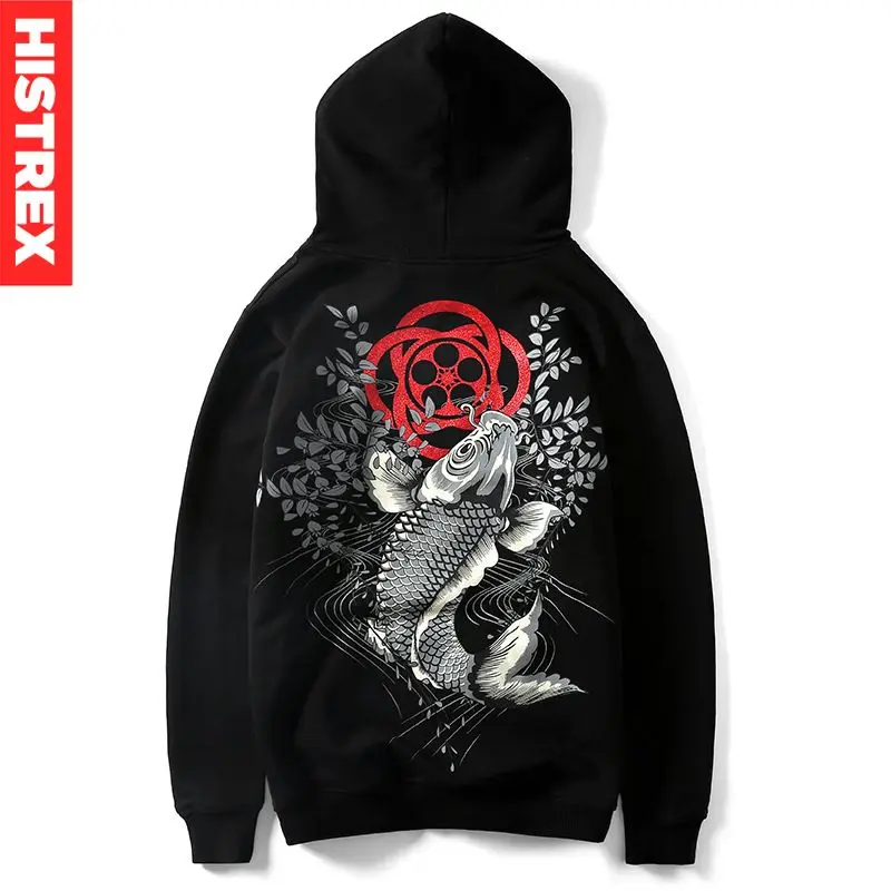 Printed "Carp Fish" 2019 Top Quality Chinese Style Hoodies Men 100% ... - PrinteD Carp Fish 2019 Top Quality Chinese Style HooDies Men 100 Cotton Black HooDie Sweatshirt Hip