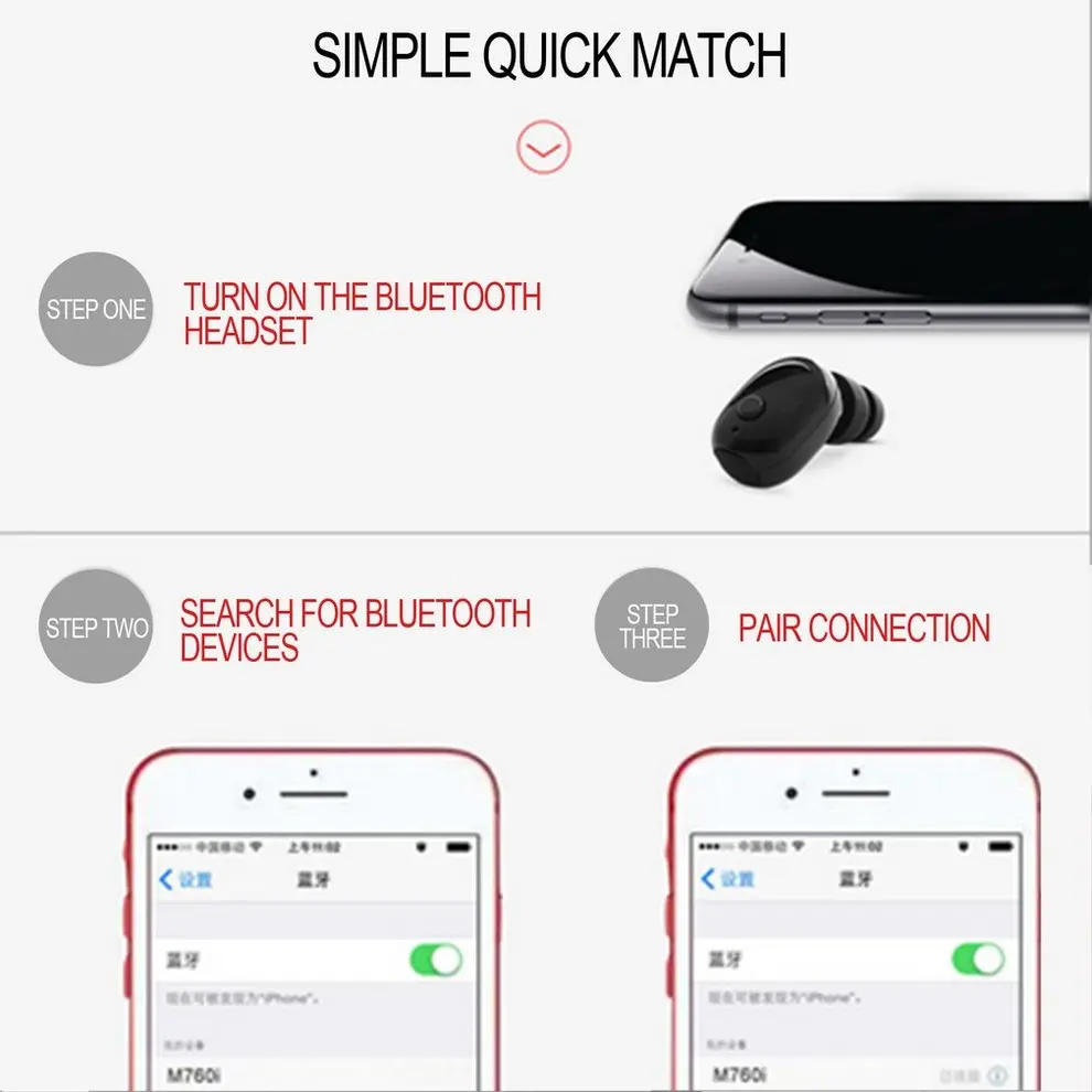 

10PCS Ultra-small Mini Wireless Bluetooth V4.1 Earphone Universal Music Stealth Earbud With Mic for Mobile Phones
