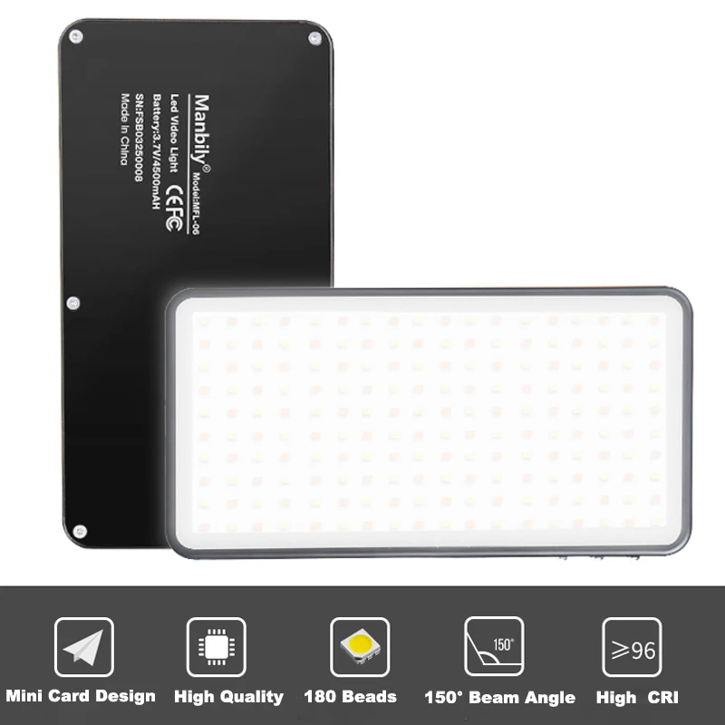  Manbily MFL-06 Mini Portable Photography Lighting Ultral Thin 4500mAh LED Video Light 180 LEDs Fill - 33041985579