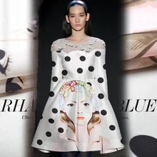 Ветряную погоду волна точка позиционирования мультфильм портретная печать на заказ платье ткань пальто ткани