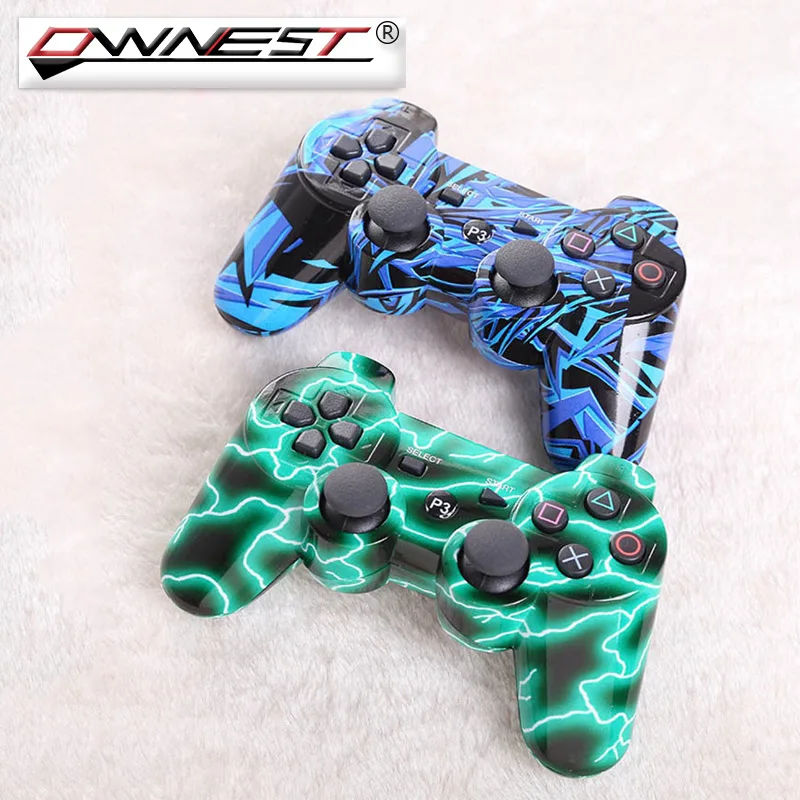 Ownest 2x NEW Style Bluetooth 4 0 Wireless Bluetooth Blue Green stripe Game Joypad For Sony