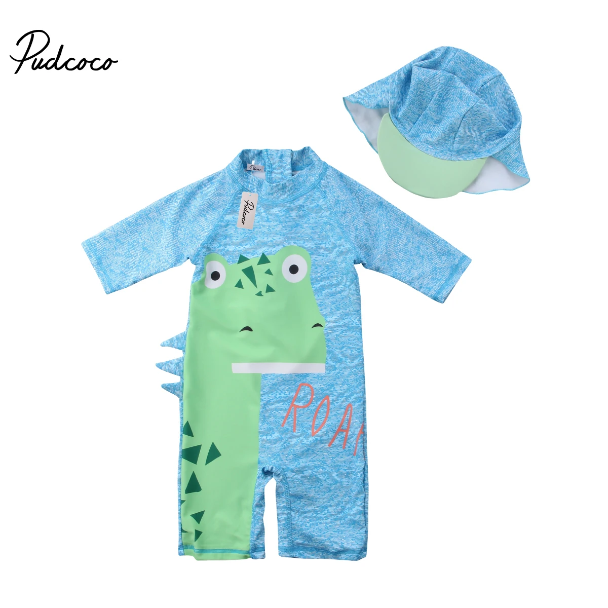 

2018 Brand New Toddler Infant Child Kids Baby Boy Girl Kid Dinosaur Surfing Swimsuit Jumpsuit Bathing Suit 2Pcs Clothes Outfits