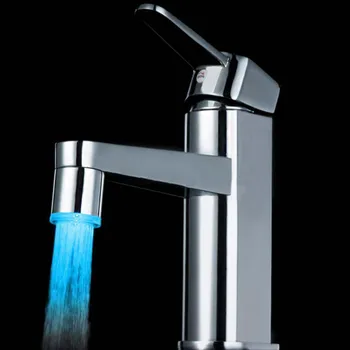 

WSFS Hot 7-Color Changing Glow LED Light Water Stream Bathroom Kitchen Sink Faucet Tap Silver