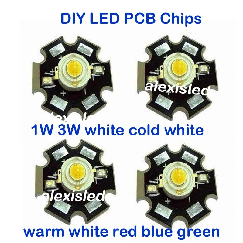 

Free shipping! 50PCS 3W High Power LED lights PCB emitter Cool White Warm White Red Green Blue with 20MM Star PCB DIY LIGHT