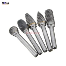 5 Pcs 12mm Head Tungsten Carbide Rotary Point Burr Die 6mm Shank for Drill Tools Ring Abrasive Tungsten Carbide Ring