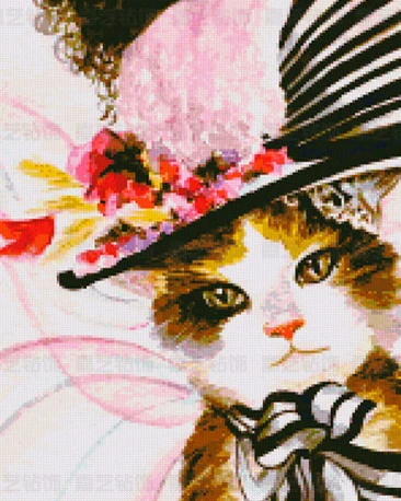 Pretty Cat Colorful Hat Diamond Painting Animals Mosaic Embroidery With Home Decoration | Дом и сад