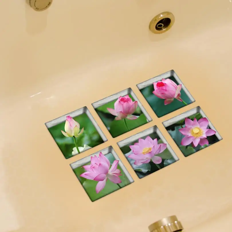 6 шт. Нескользящие водонепроницаемые 3D Наклейки для ванны 13 х13 см|stickers stickers|stickers