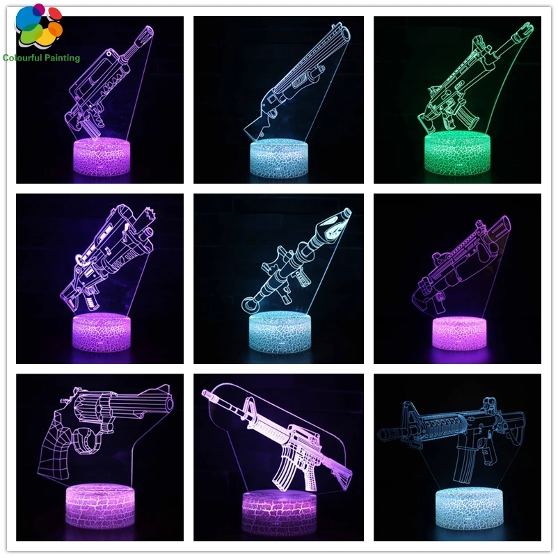 Новая битва Royale игра PUBG TPS SCAR L винтовка светодиодный ночник настольная лампа RGB 7
