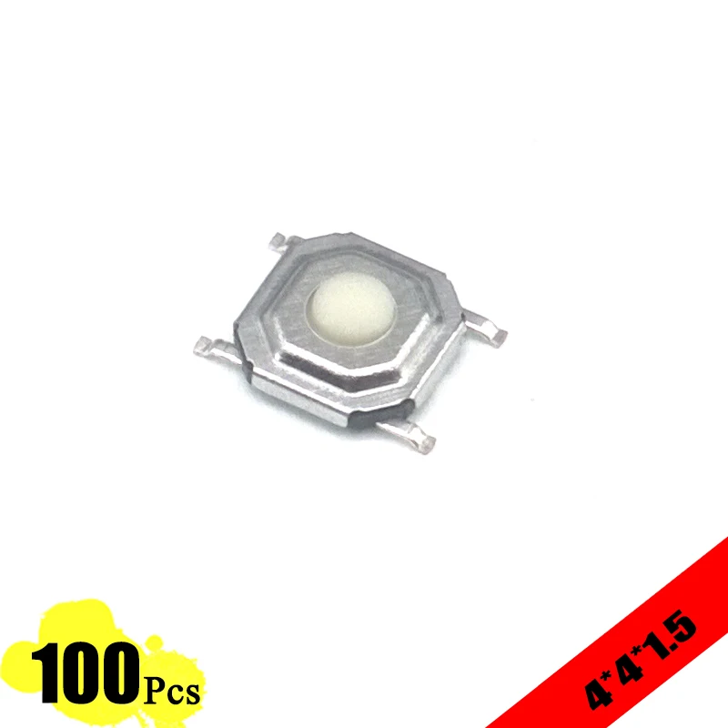 100 шт./лот 12V 5,2*5,2*1,5 мм 12V 0.5A 4 Pin SMT нажимная кнопка переключатель Пластик тактильные микро, тактовый сенсорный выключатель Медь прерыватель