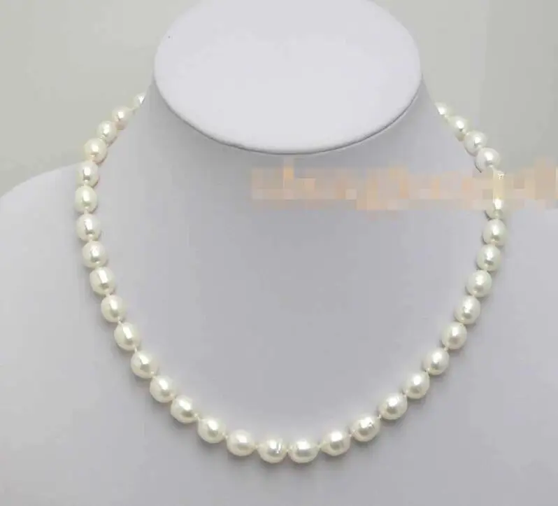 

FREE SHIPPING HOT sell new Style >>>> SALE 7-8MM Rice WHITE Natural freshwater PEARL 17" NECKLACE