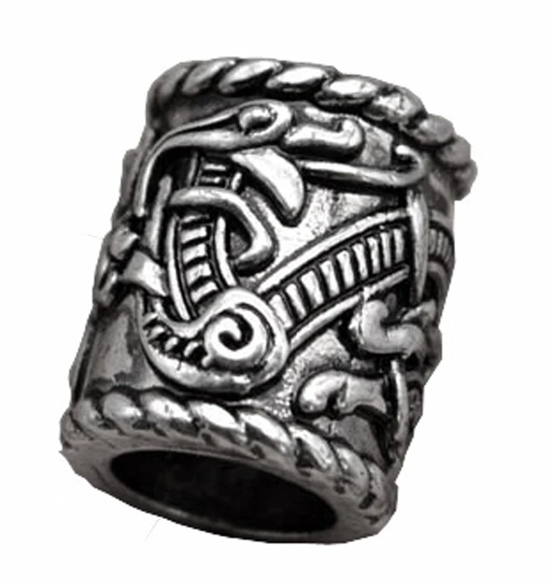 1 шт антикварные серебряные большие бусины из Руна викингов-драконов для браслетов с кулоном для ожерелья для бороды C27 - Цвет: 18x15x9.5mm