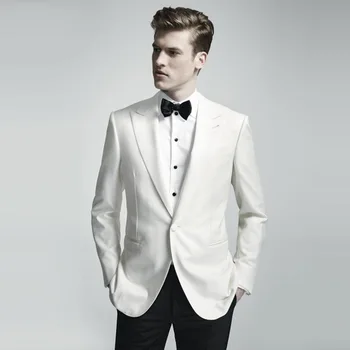 

New Smoking Costume Homme Custom Made Men Suits Groom Tuxedos Jacket+pant Wedding Suit For Mens Prom Fashion Party Side Vent