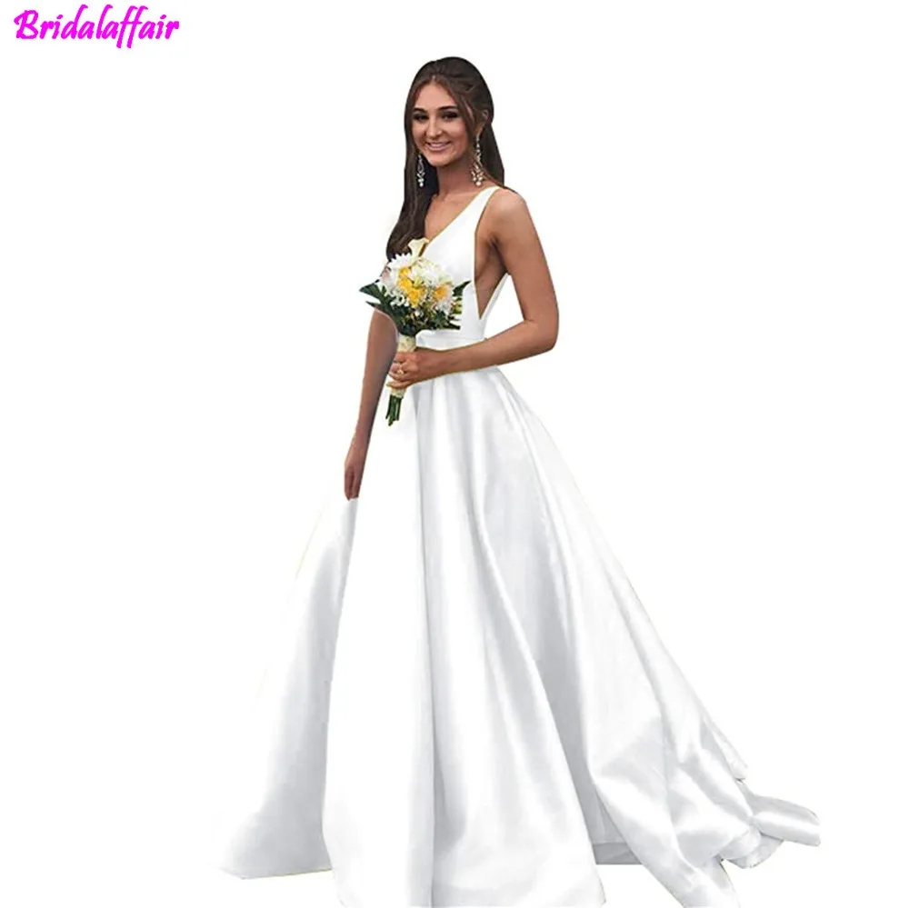 2019 V-Neck Long Prom Dresses with Pockets Satin Evening Dresses Gowns for Women vestido de fiesta Black Formal Dresses 2019 V-Neck Long Prom Dresses with Pockets Satin Evening Dresses Gowns for Women vestido de fiesta Black Formal Dresses
