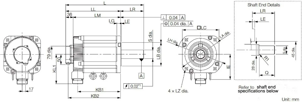 motor's external dimension