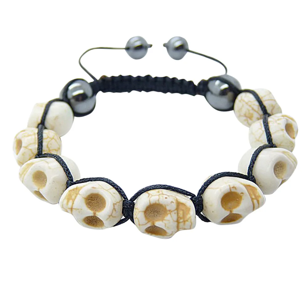 

2016 Amazing Handmade Bohemian 6 Colors Paris Bracelet With Skull Head Beads Bracelets Bangles For Women Men Jewellery