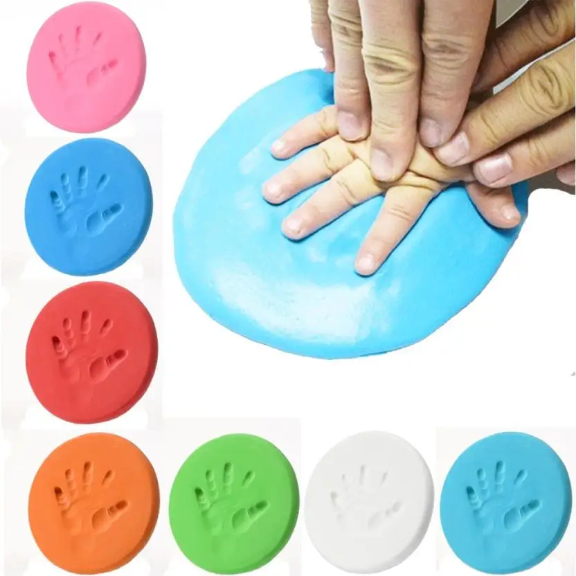 

8 colors Baby Hand&Footprint Model Imprint Casting Fingerprint Ultralight Clay Inkpad Baby Growth Memorial Hand&Footprint