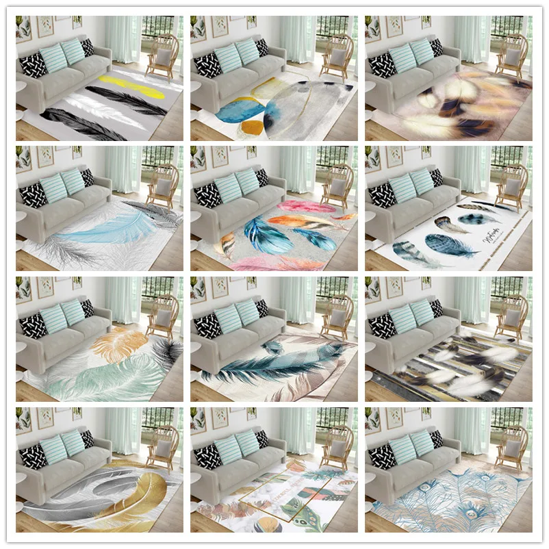 14 видов перьев, 3D принты, большой размер, мягкие фланелевые коврики для гостиной, спальни, ковры для гостиной, домашний декор, tapetes