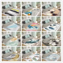 14 видов перьев, 3D принты, большой размер, мягкие фланелевые коврики для гостиной, спальни, ковры для гостиной, домашний декор, tapetes