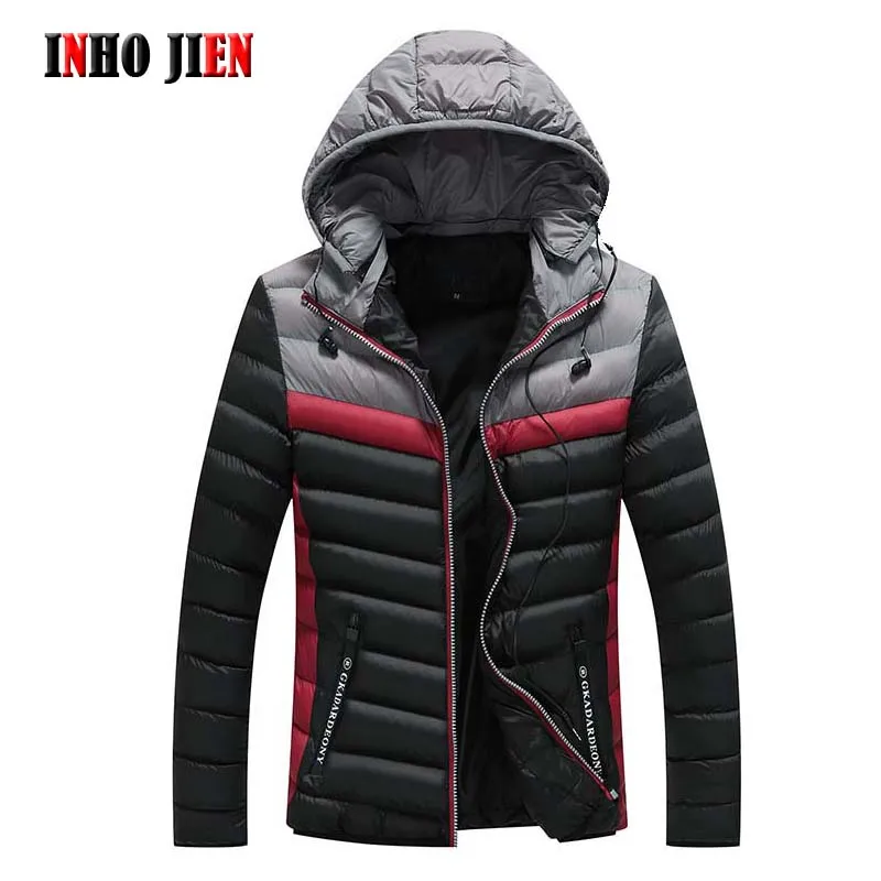 Mens Winter Parkas Cotton Padded Windproof Warm Men's Coats Brand Clothing Hooded Male Jacket Contrast Color hombre Invierno