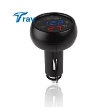 VST 12-24 в авто 3 в 1 Цифровой Термометр Тестер монитор автомобиля индикатор напряжения авто зарядное устройство