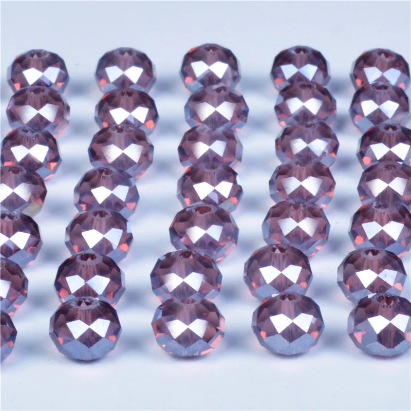 DIY Jewelry Faceted 70pcs 6*8mm Silver white Rondelle glass Crystal Beads