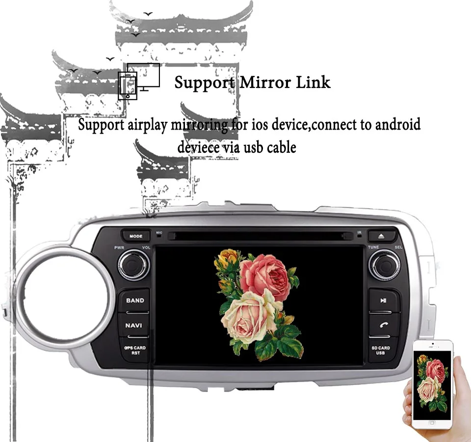 

7" IPS Android 9.0 Car DVD Stereo 2 Din Auto Radio For Toyota Yaris 2012-2018 GPS Navigation 8 Core 4GB RAM Tape Recorder Camera