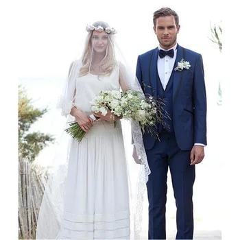 

Costume Homme Smoking Terno High Quality Groom Tuxedos Shawl Lapel Wedding Suits For Men One Button Formal (jacket+pants+vest)