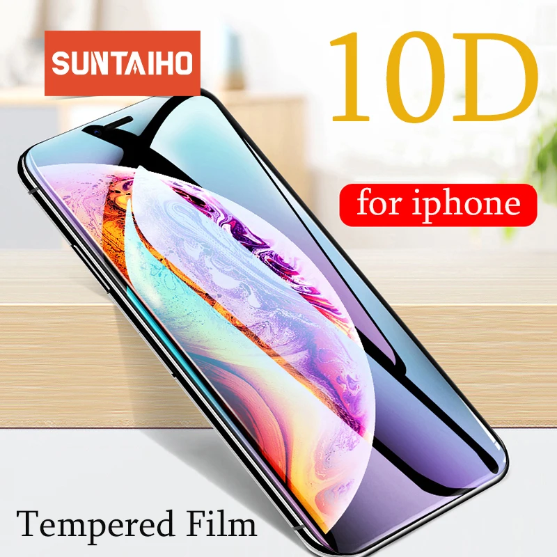 Suntaiho 10D Full Cover Tempered Glass for iPhone 7 plus 8 plus 6s for iPhone Xs Max Xr X Screen Protective Glass Anti-Explosion Suntaiho 10D Full Cover Tempered Glass for iPhone 7 plus 8 plus 6s for iPhone Xs Max Xr X Screen Protective Glass Anti-Explosion